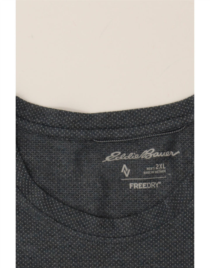 EDDIE BAUER Mens T-Shirt Top 2XL Blue Argyle/Diamond Polyester Vintage Eddie Bauer and Second-Hand Eddie Bauer from Messina Hembry 