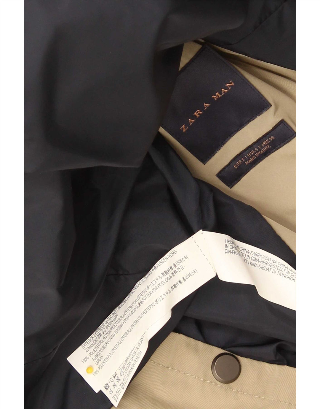 Zara Trench Coat til mænd UK 36 Small Beige Polyester