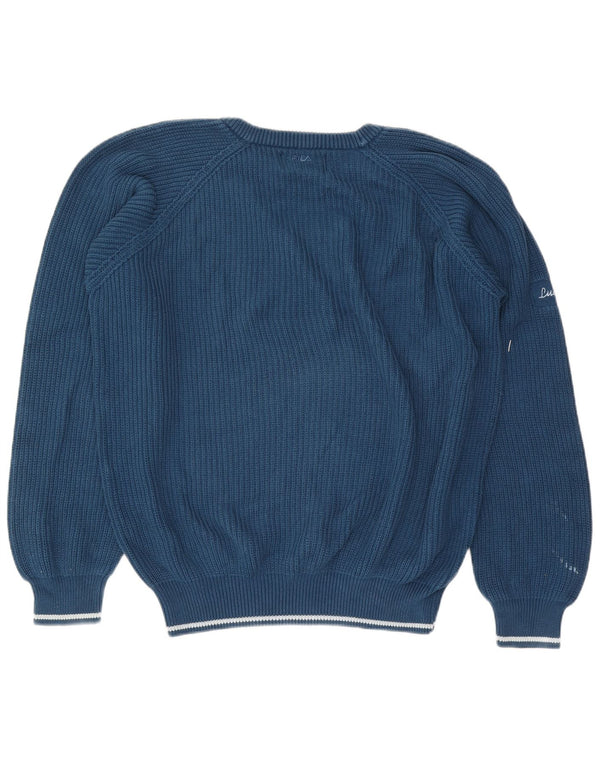 Fila Herre Ferrari Boat Neck Jumper Sweater XL Blå Colourblock Bomuld