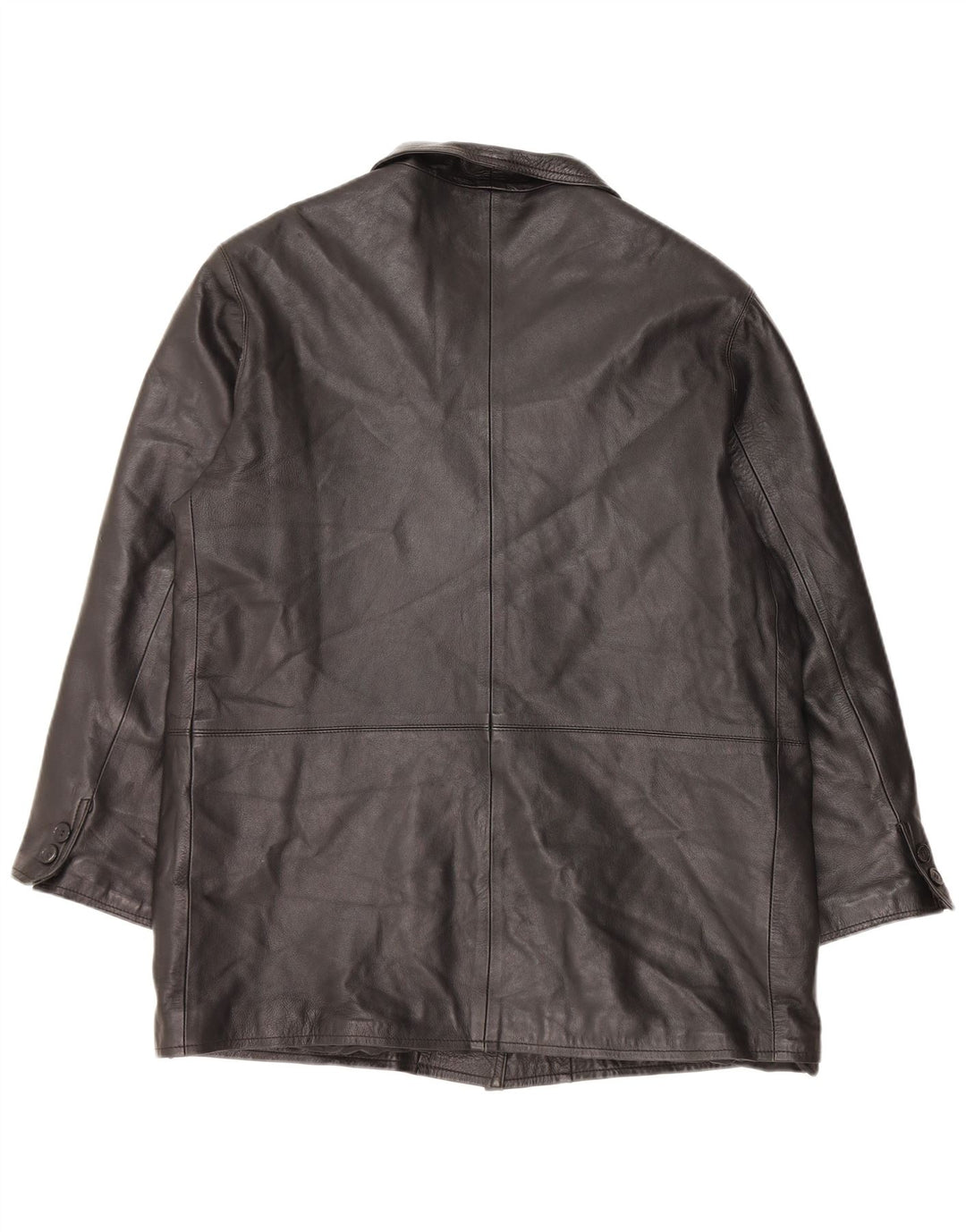 VINTAGE Læderfrakke til kvinder IT 48 XL Sort Læder