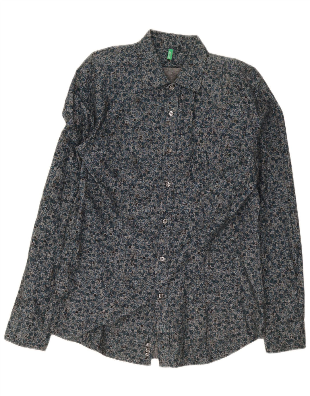 Benetton herreskjorte XL marineblå blomsterbomuld