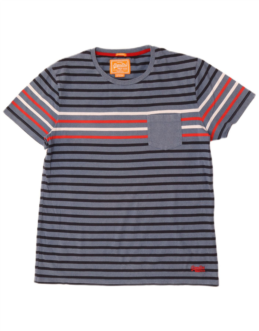 Superdry T-shirt top til mænd 2XL blå stribet bomuld
