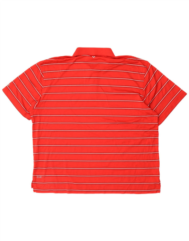 Izod Herre Golf Polo Shirt 2XL Rød Stribet Polyester