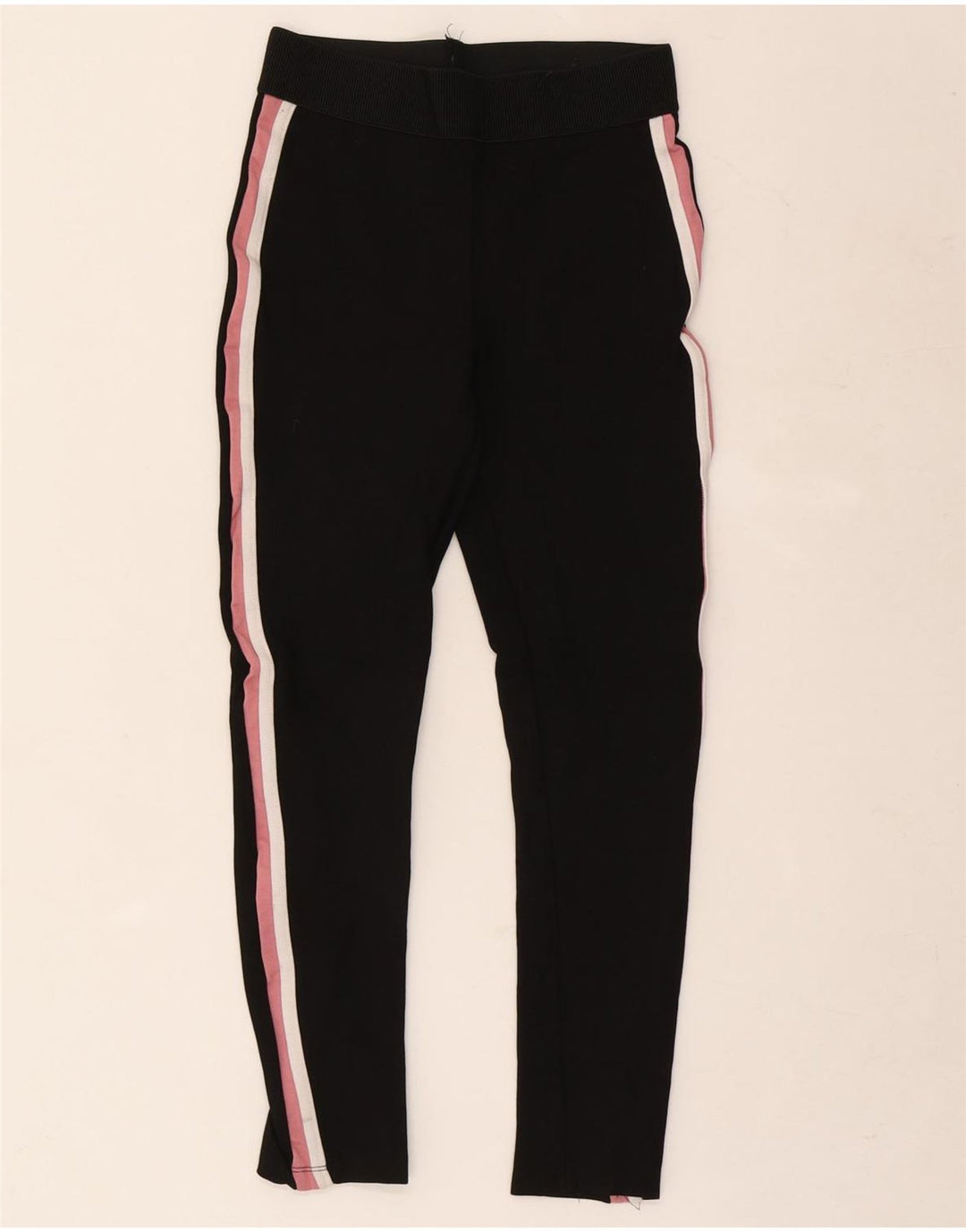 Zara Dame Leggings UK 10 Small Sort Stribet