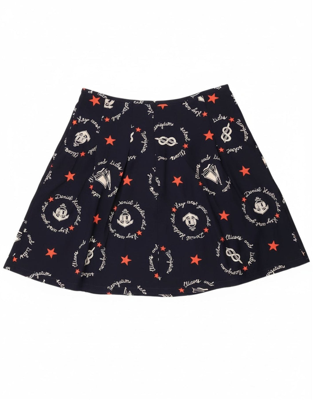 Vintage Kvinders Grafisk A-Line nederdel W30 Medium Marineblå Geometrisk