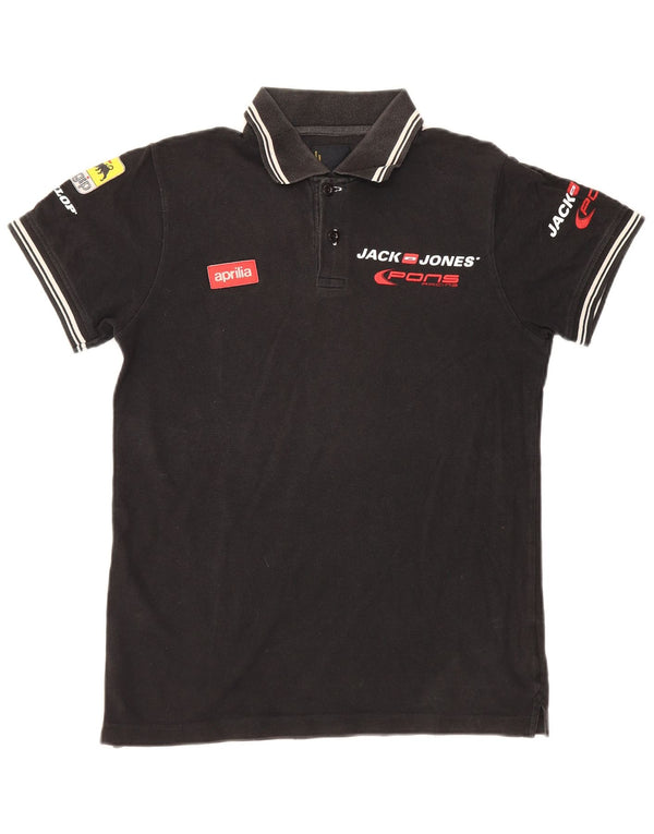 Jack & Jones Herre grafisk poloshirt Lille sort bomuld