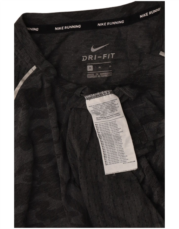 Nike Herre Dri Fit T-shirt Top Medium Grey Camouflage Polyester