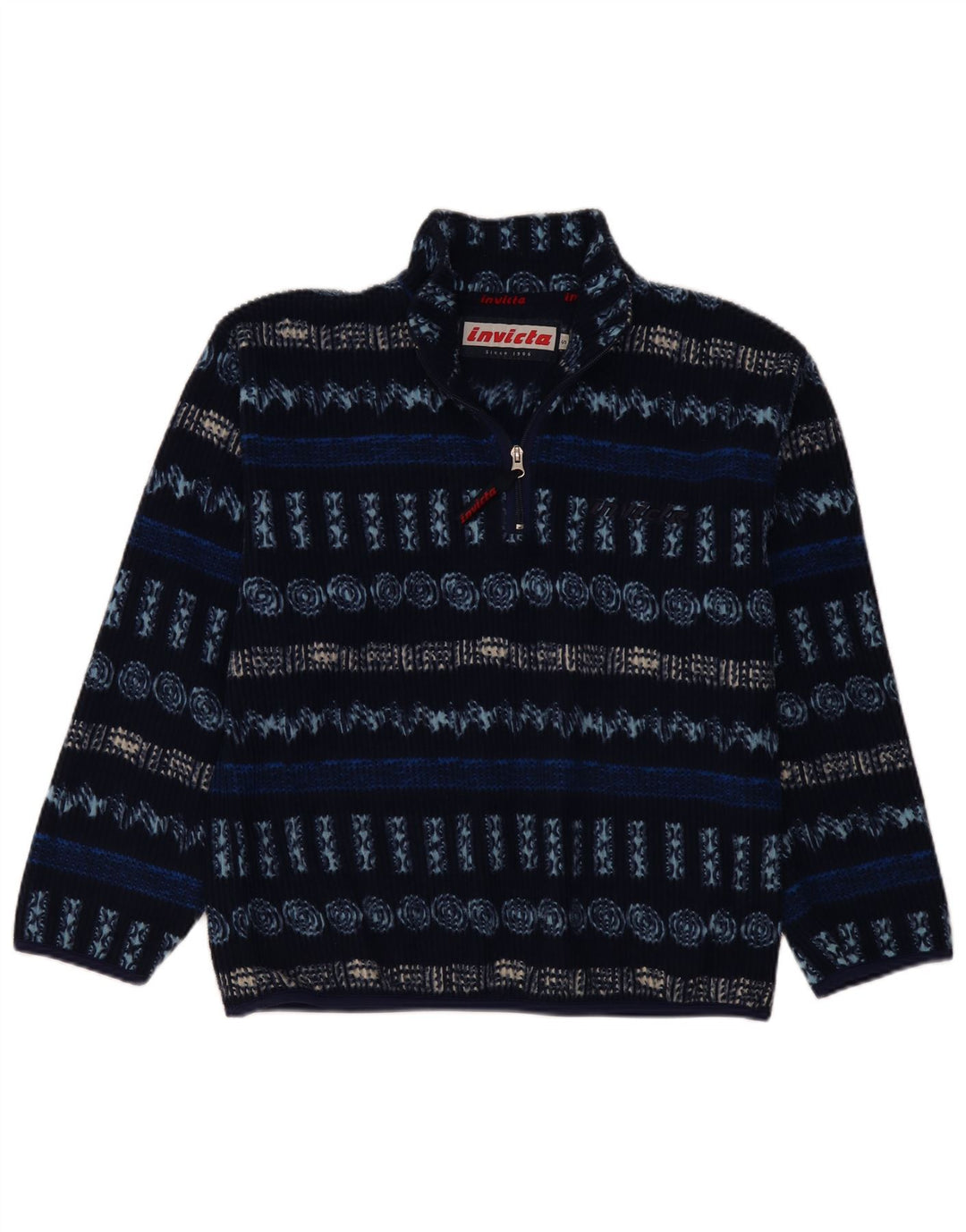 Invicta herre lynlås hals fleece jumper lille marineblå geometrisk polyester