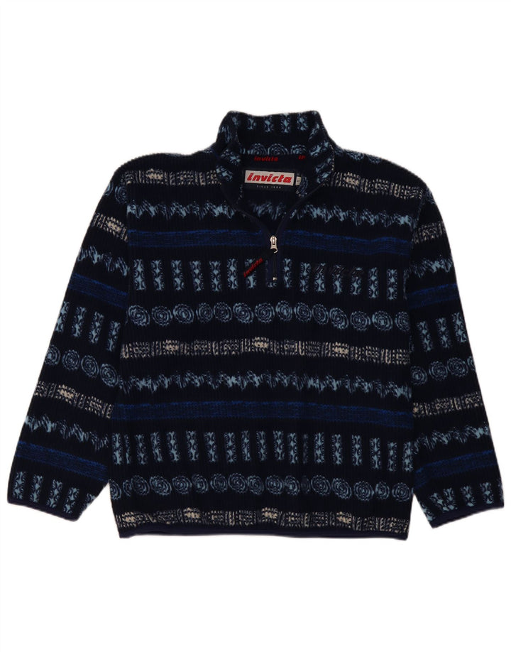 Invicta herre lynlås hals fleece jumper lille marineblå geometrisk polyester