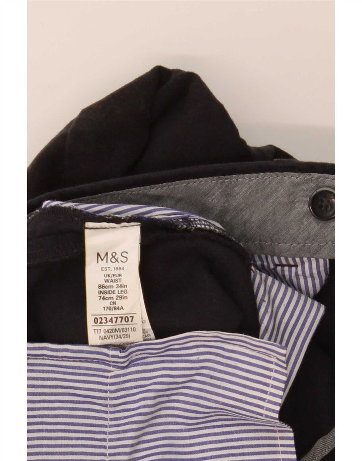 Marks & Spencer Herre Regular Fit Suit Bukser W34 L29 Marineblå Bomuld