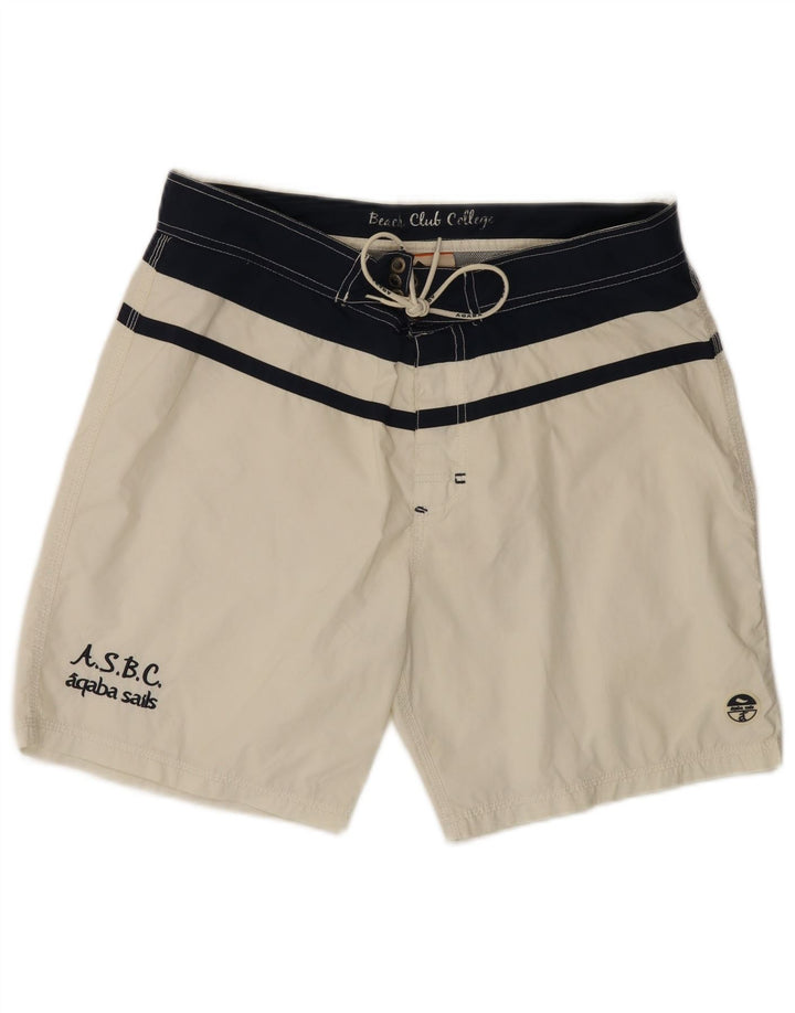 VINTAGE Badeshorts til mænd XL Hvid Colourblock