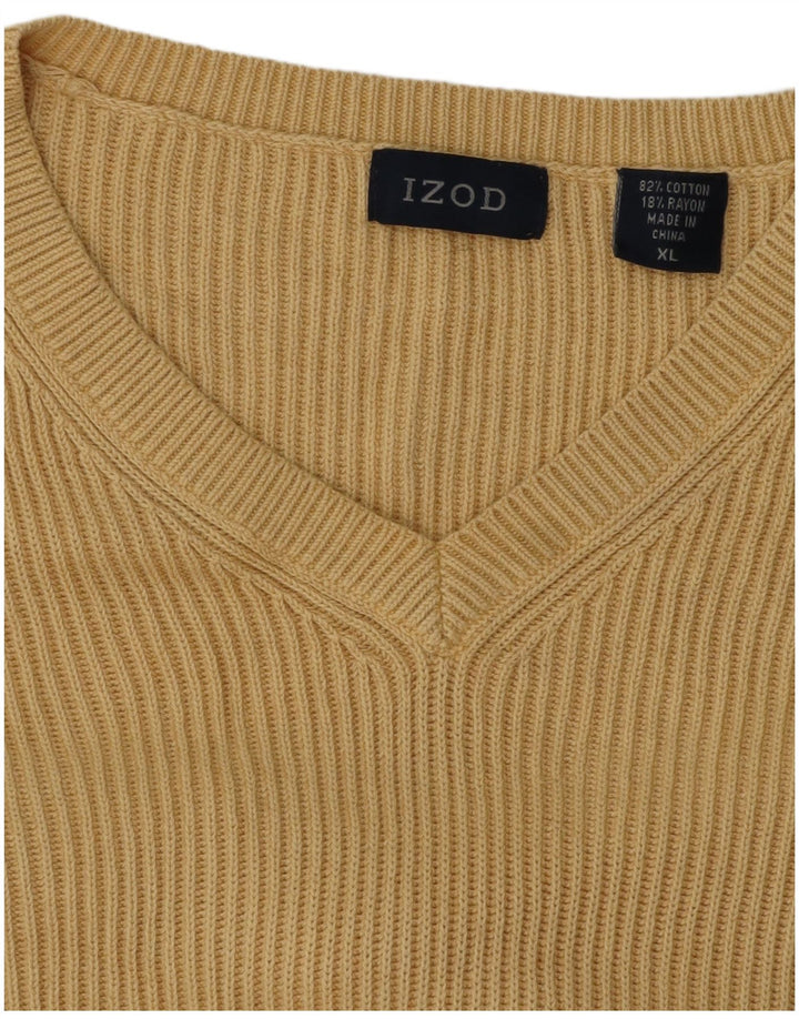 IZOD Herre V-hals sweater XL Beige Bomuld
