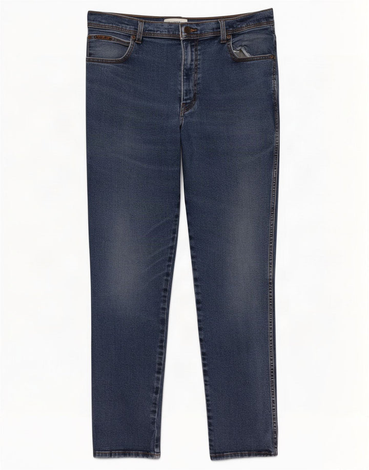 Wrangler Herre Texas Straight Jeans W38 L32 Blå Bomuld