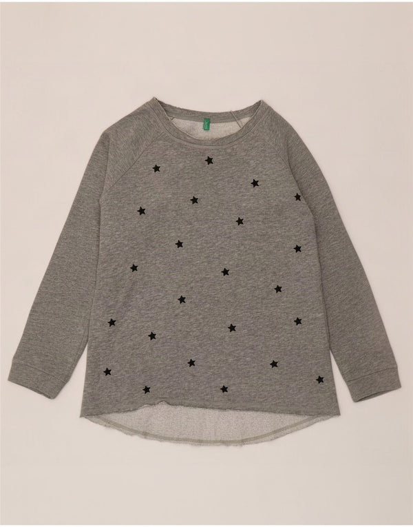 Benetton Pige Sweatshirt Jumper 10-11 år XL Grå plettet bomuld