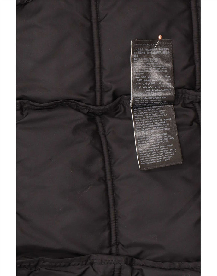 Superdry Polstret frakke med hætte til kvinder UK 12 medium sort polyester