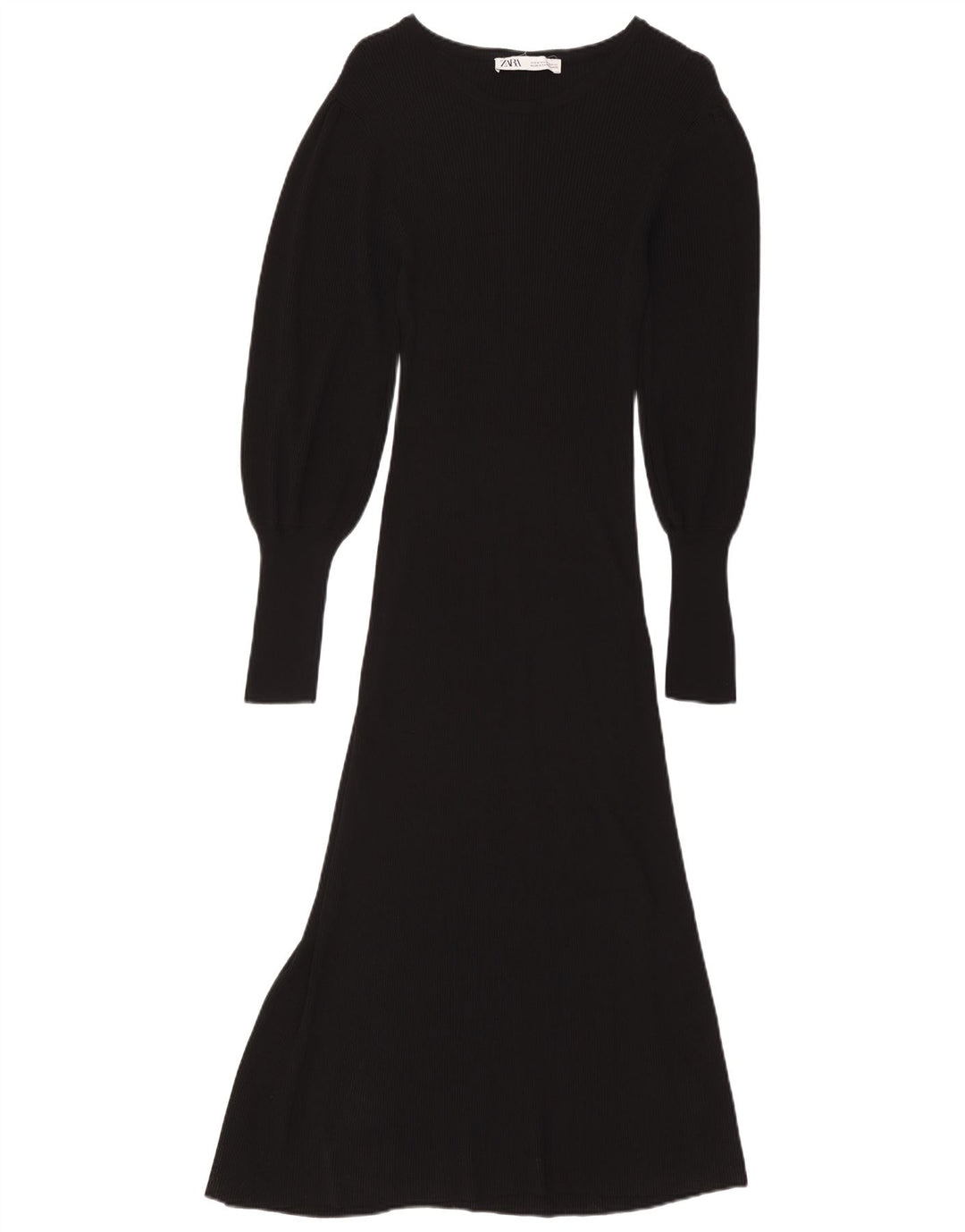 ZARA Langærmet maxikjole til kvinder UK 12 Medium Black Viscose