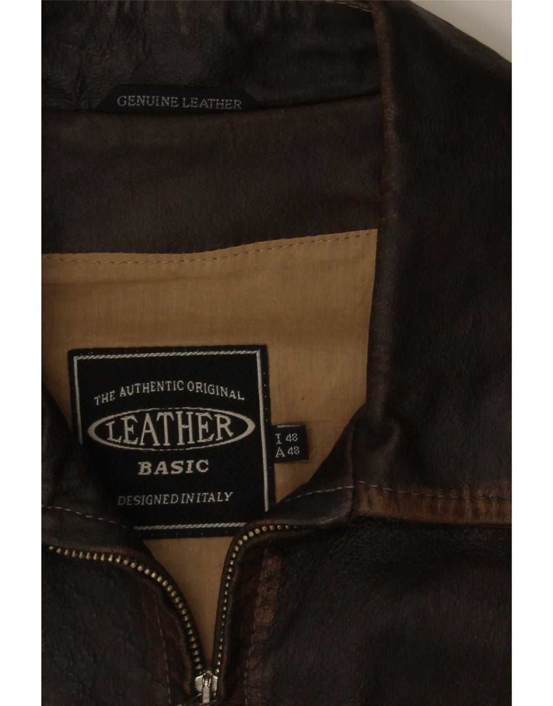 Vintage herre læderjakke IT 48 Medium Brun