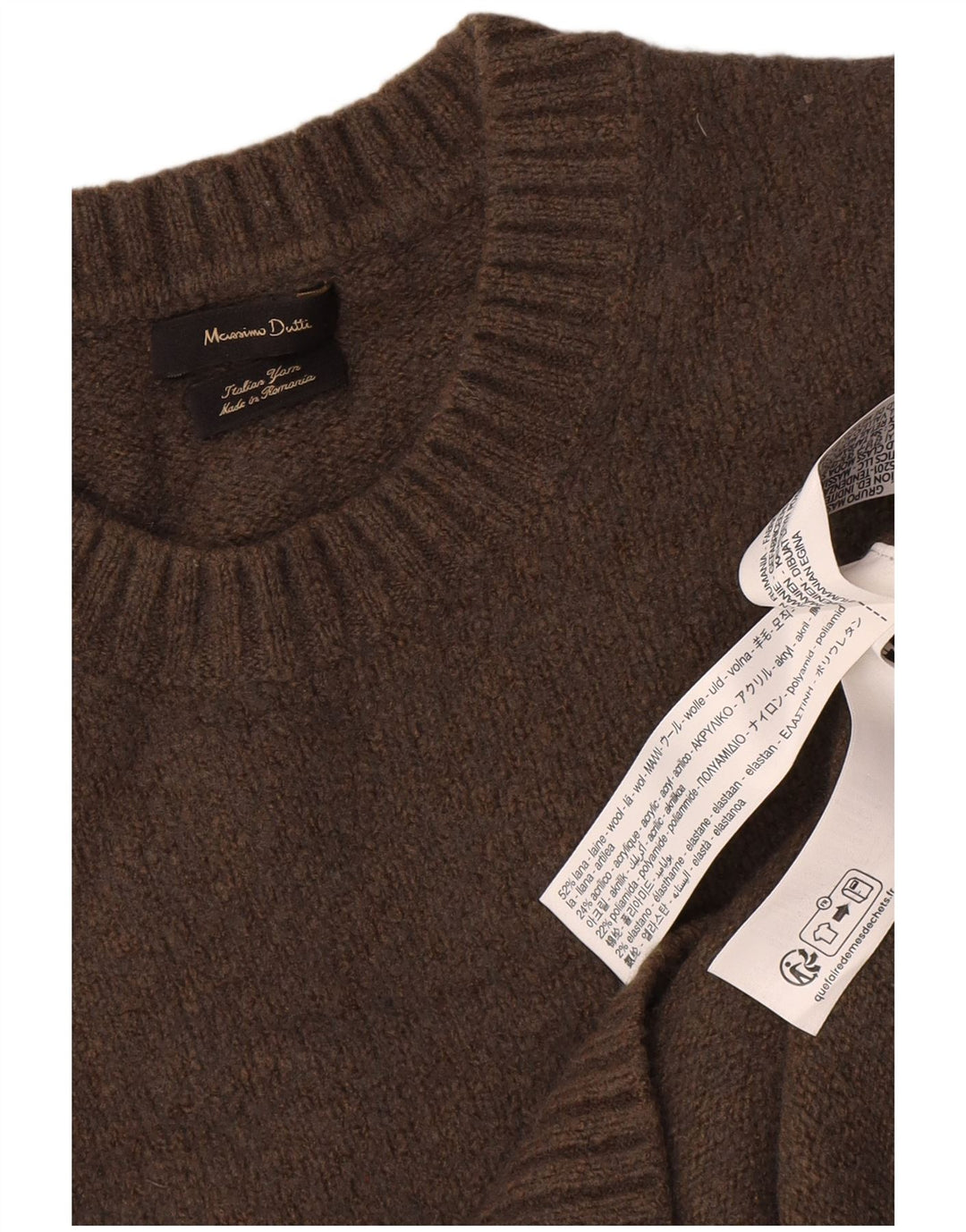 Massimo Dutti dame sweater med rund hals DK 16 Stor brun uld