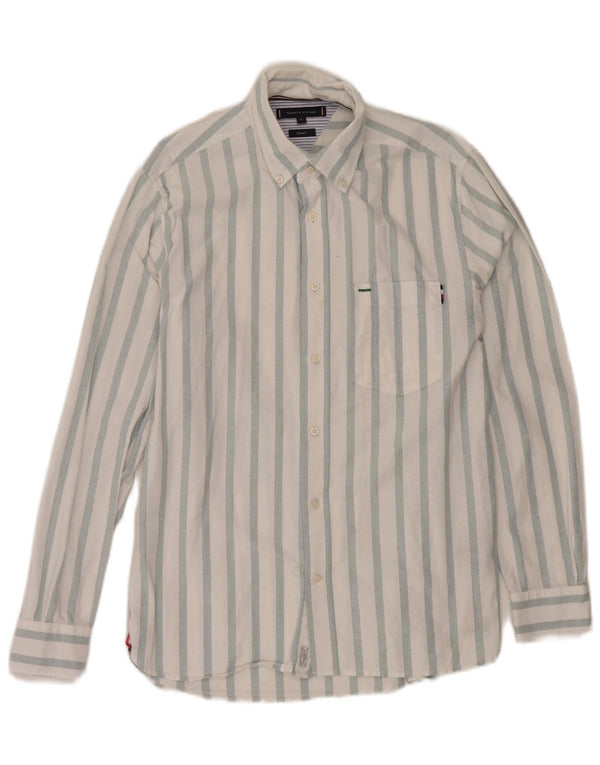 Tommy Hilfiger Herre Regular Fit skjorte Medium hvid stribet bomuld