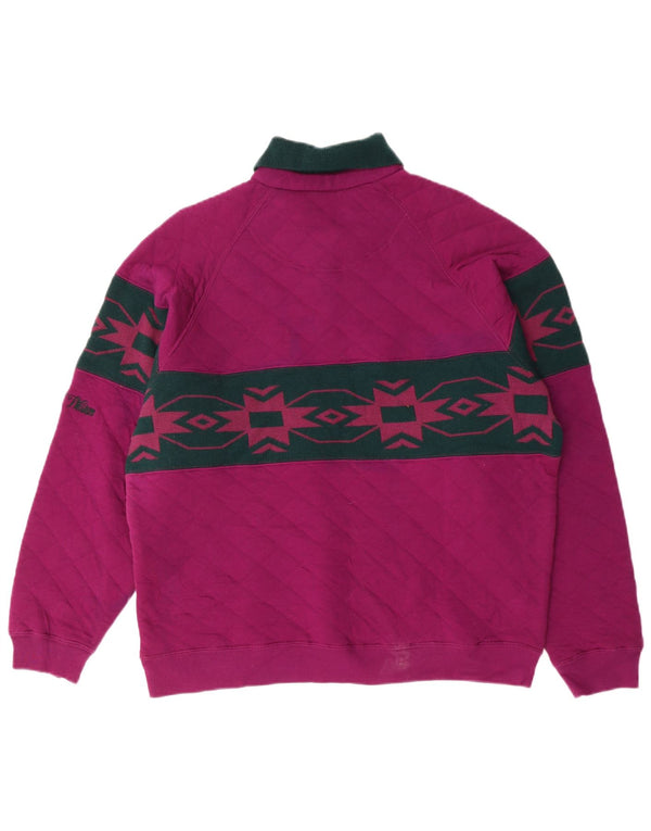 NORTH WESTERN Herre Polo Neck Sweatshirt Jumper Medium Purple Fair Isle