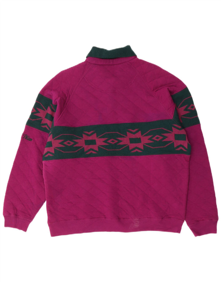 NORTH WESTERN Herre Polo Neck Sweatshirt Jumper Medium Purple Fair Isle