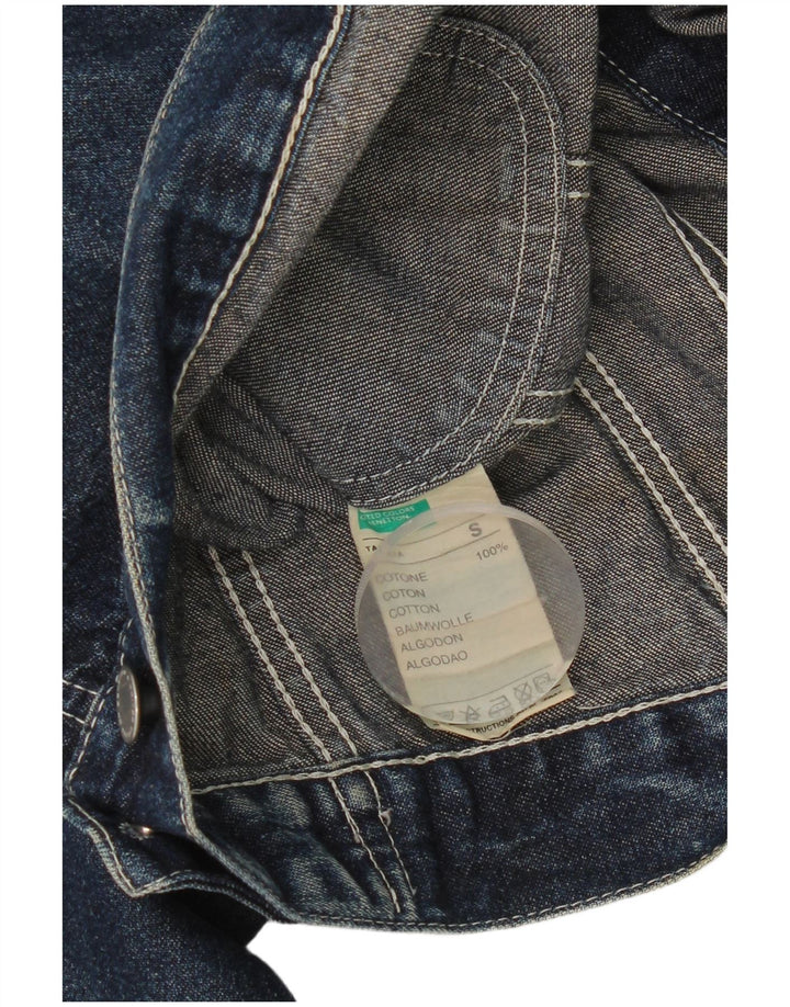 Benetton Dame Crop Denim Jacket UK 10 Small Blue Cotton