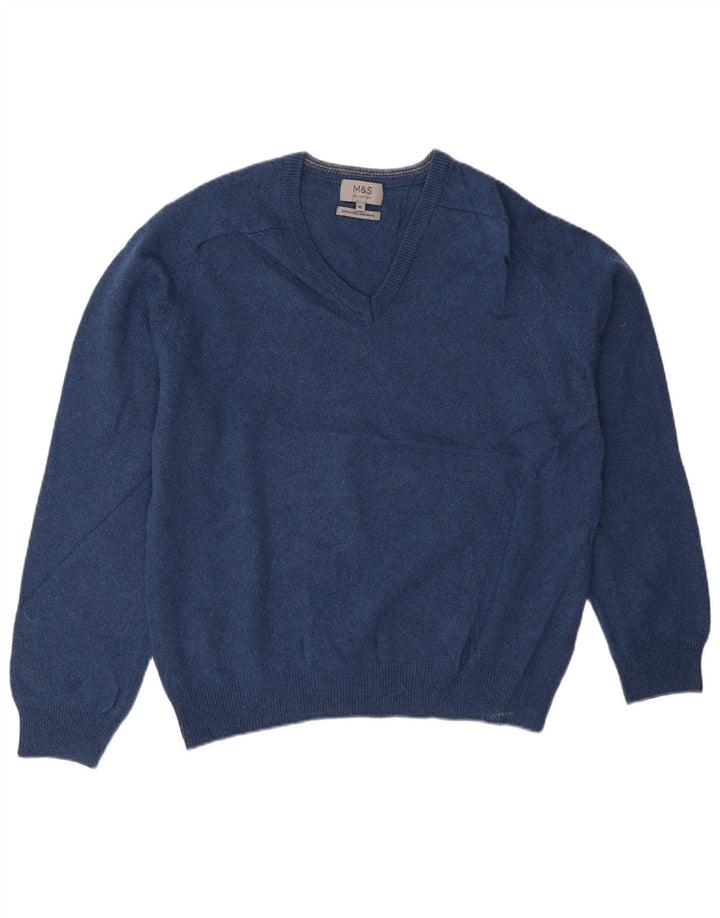 Marks & Spencer Herre V-hals sweater XL Blå Uld