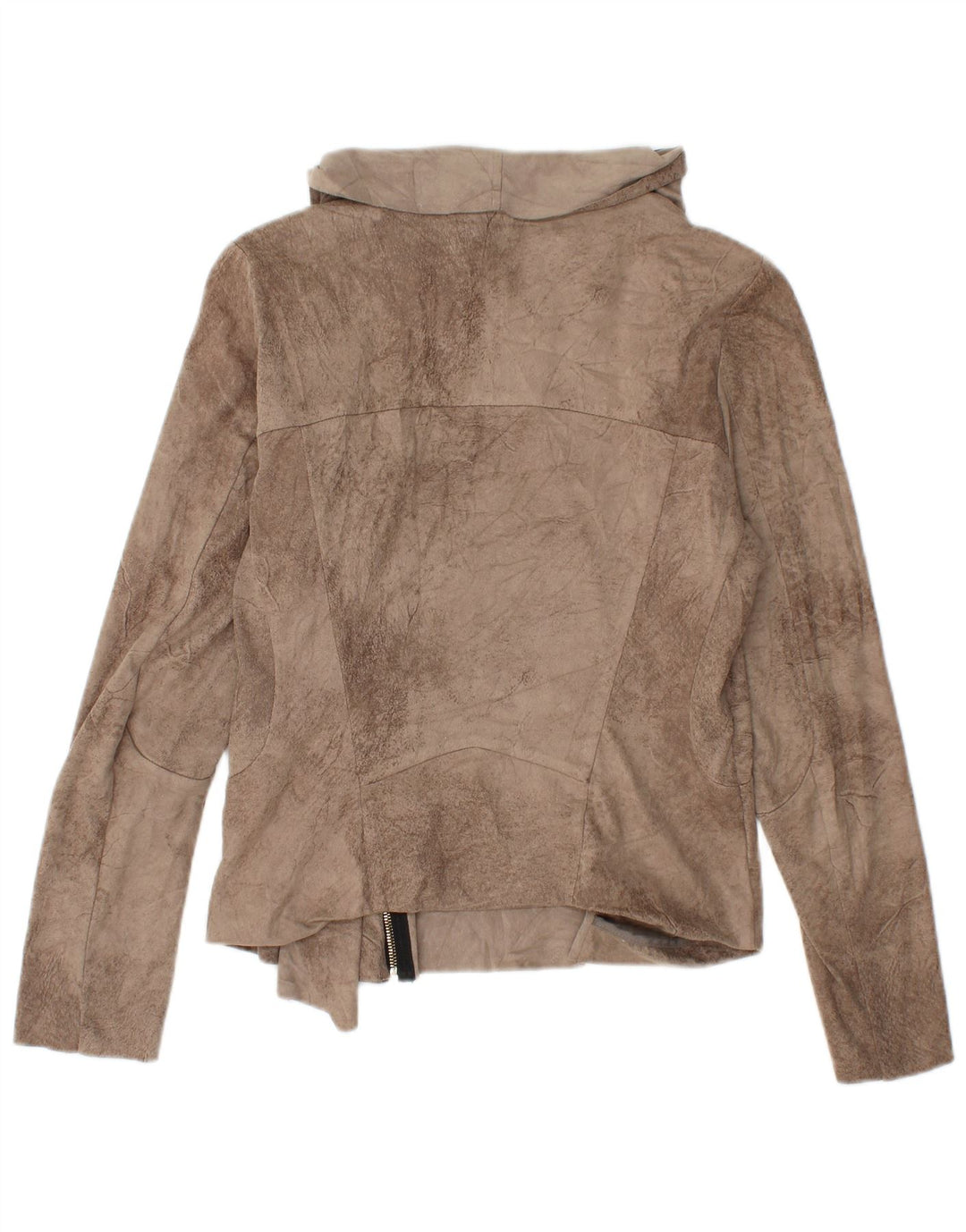 ZARA Womens Crop Bomber Jacket UK 14 Large Brown Tie Dye Polyester