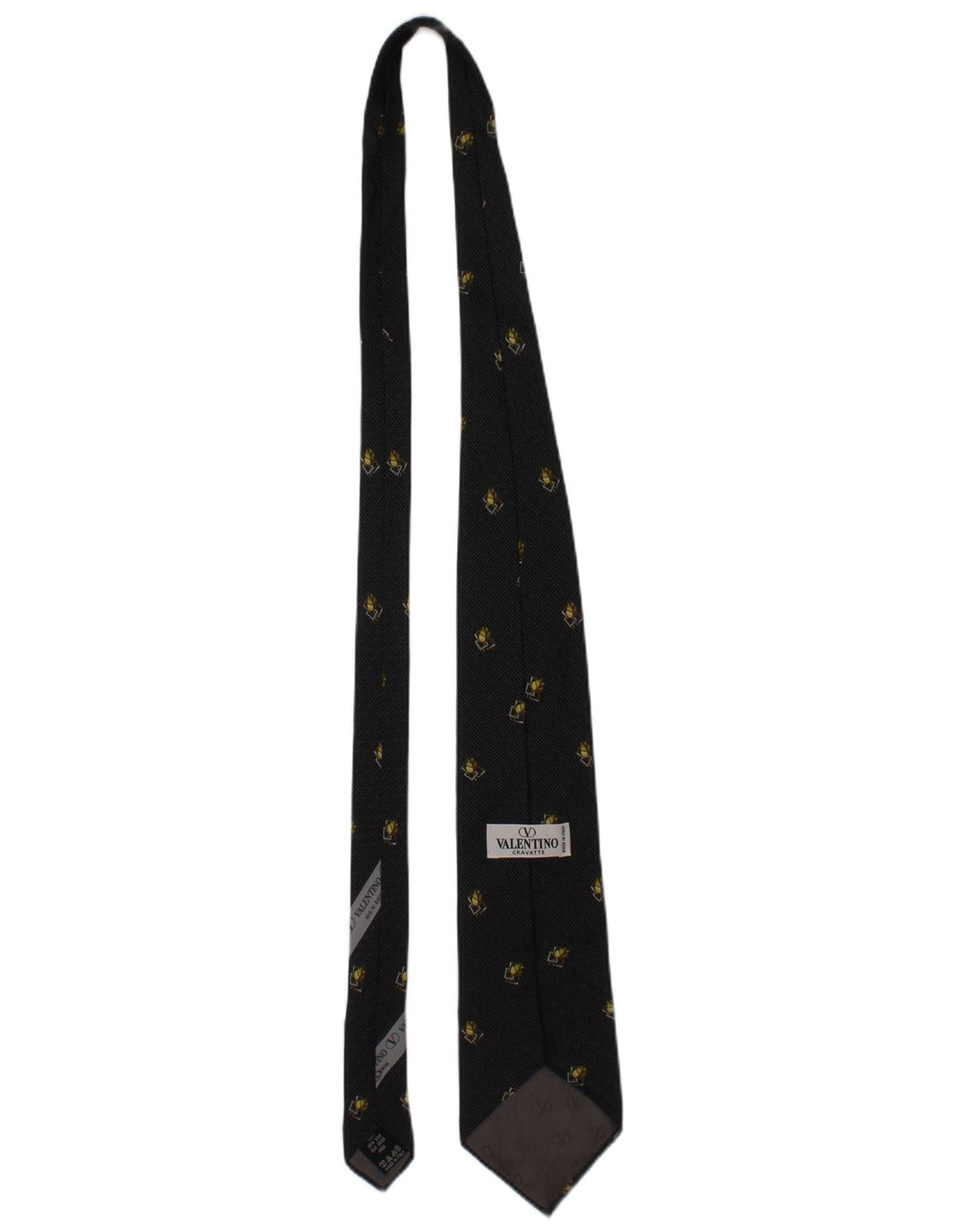 Valentino Herre Cravatte Tie One Size Black Floral Silke Designer