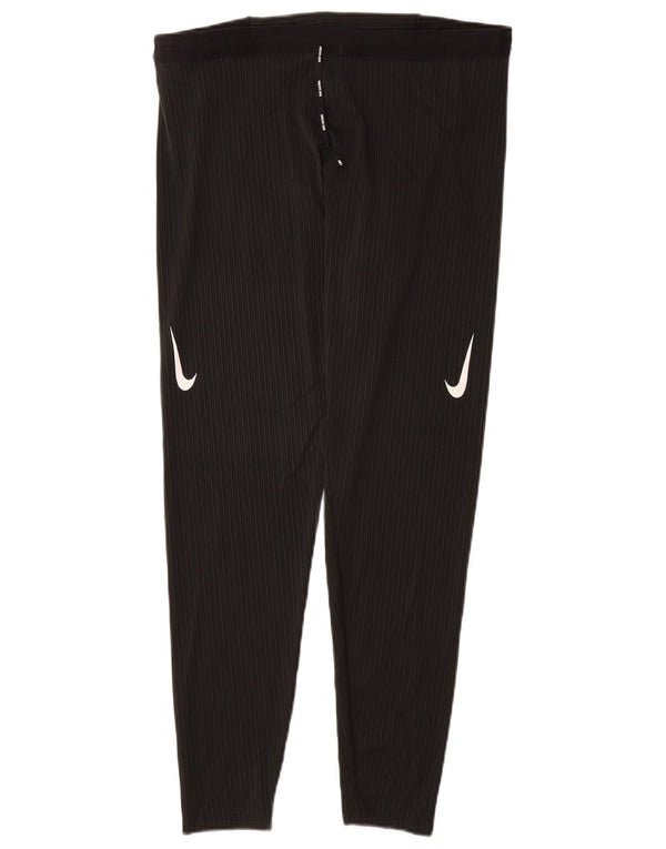 NIKE Dame Dri Fit Leggings UK 18 XL sort nålestribet polyester
