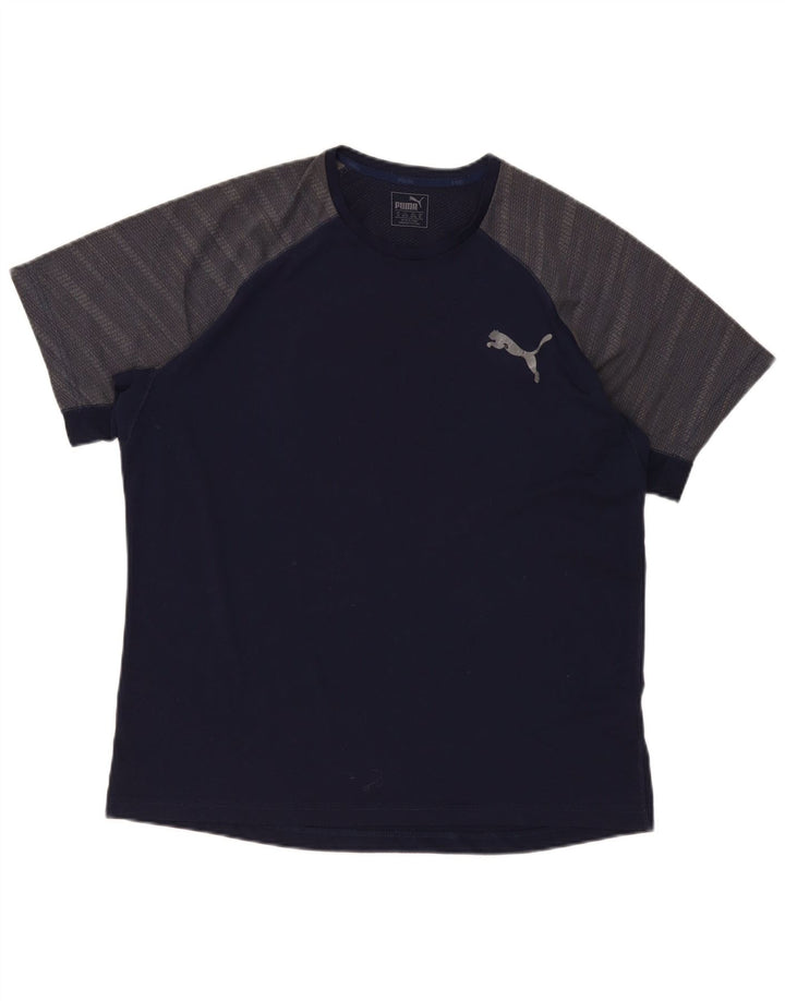 Puma Herre T-Shirt Top XL Marineblå Colourblock Polyester