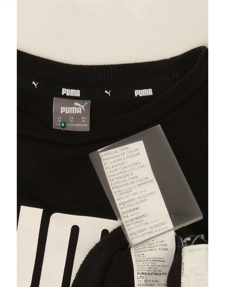 Puma Graphic Sweatshirt Jumper UK 14 Medium Sort Bomuld