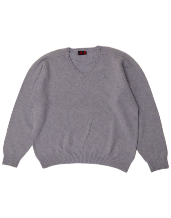 Kappa Herre V-hals sweater 2XL Blå Virgin Wool