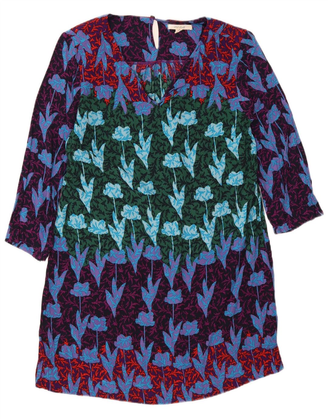 White Stuff Womens 3/4 ærmer Shift Dress UK 14 Large Multicolored Floral