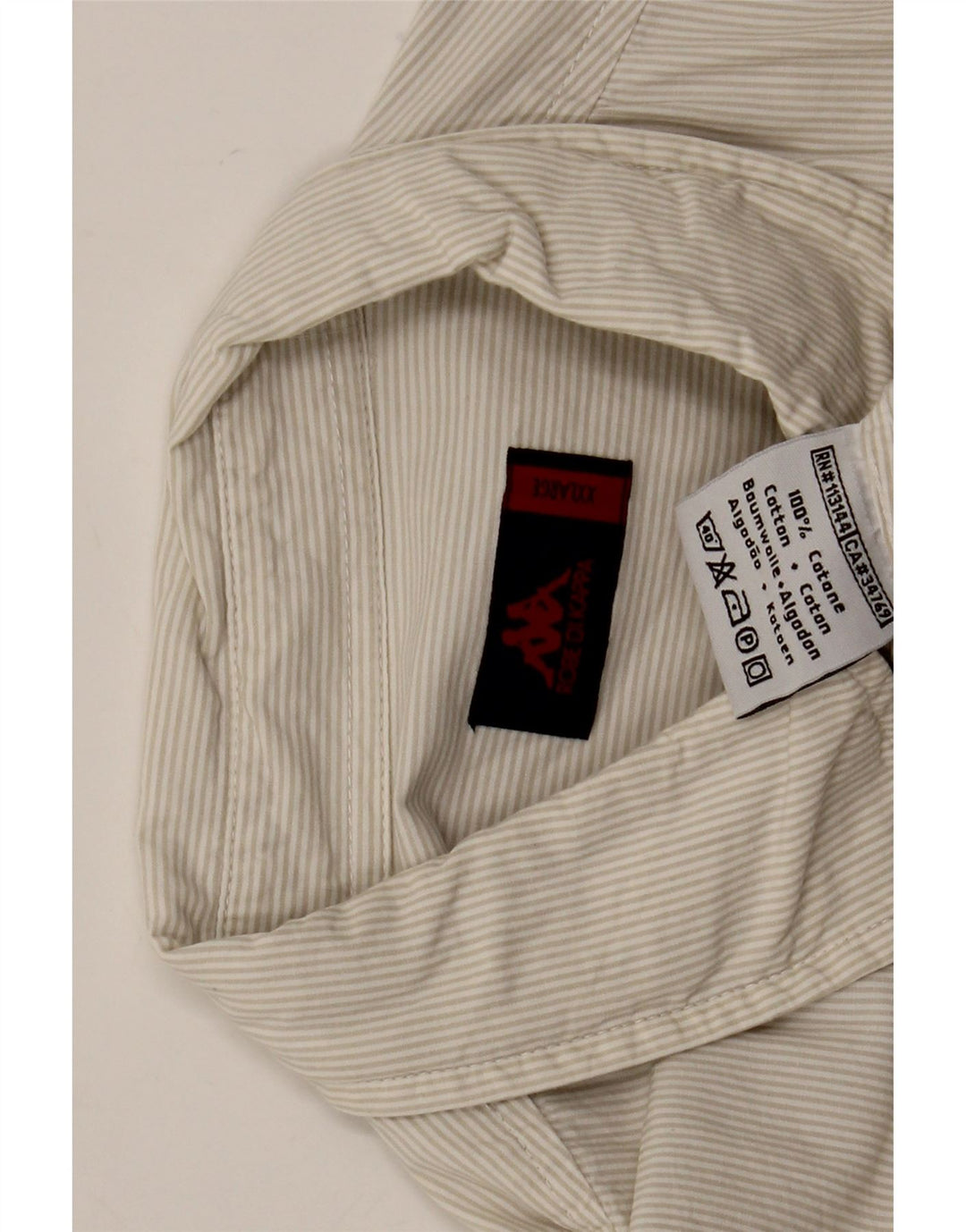 Kappa herreskjorte 2XL beige nålestribet bomuld