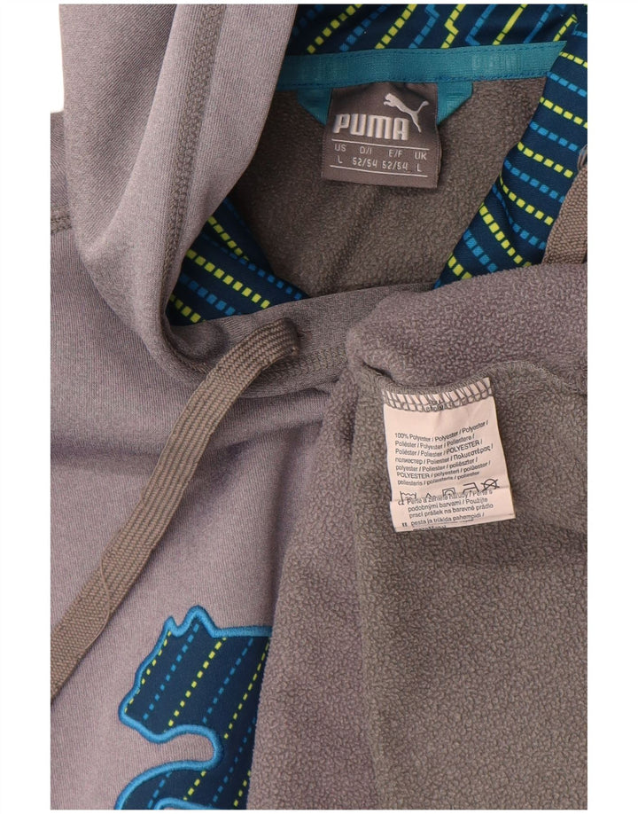 Puma Grafisk hættetrøje til mænd, stor grå polyester