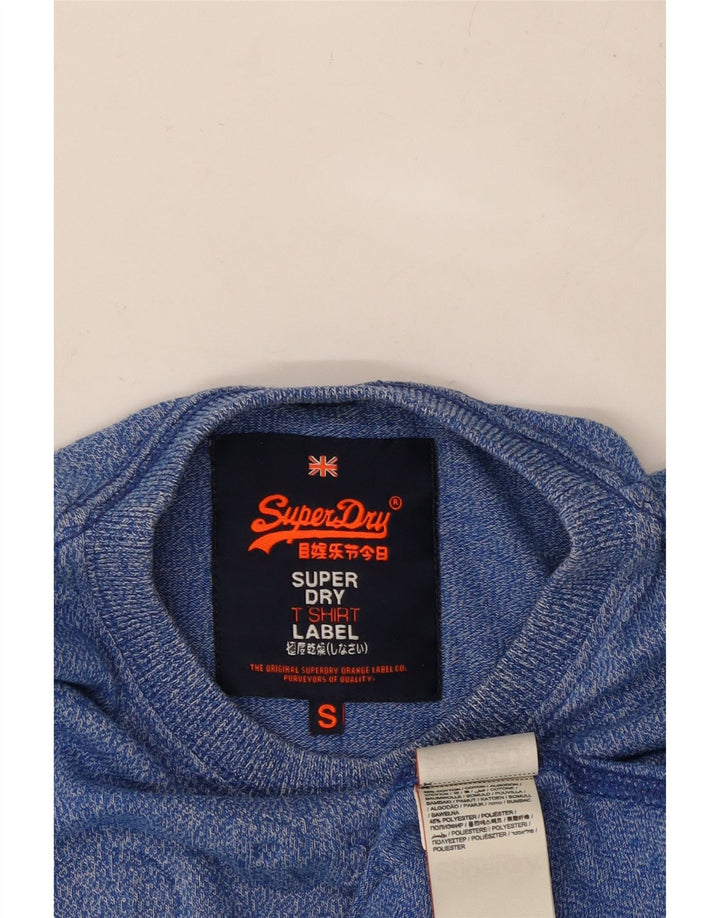 SUPERDRY Grafisk T-shirt-top til mænd, lille blå flækket bomuld