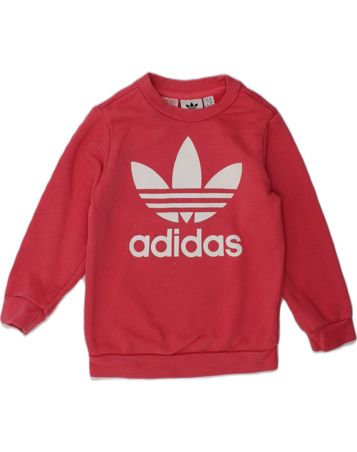 ADIDAS Girls Graphic Sweatshirt Jumper 2-3 Years Pink Cotton | Vintage Adidas | Thrift | Second-Hand Adidas | Used Clothing | Messina Hembry 