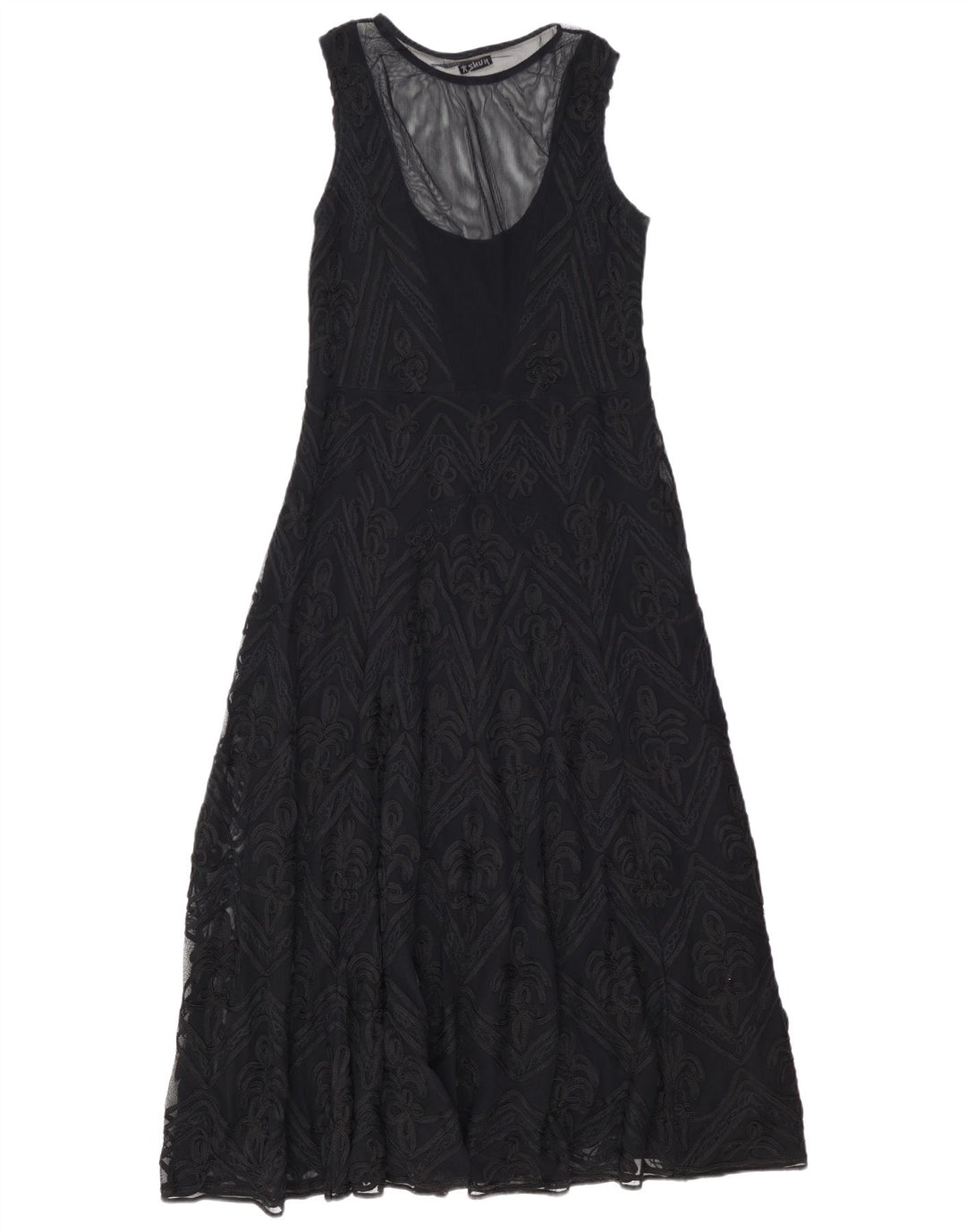 HUNZA ærmeløs maxikjole til kvinder UK 18 XL Sort Paisley Viscose