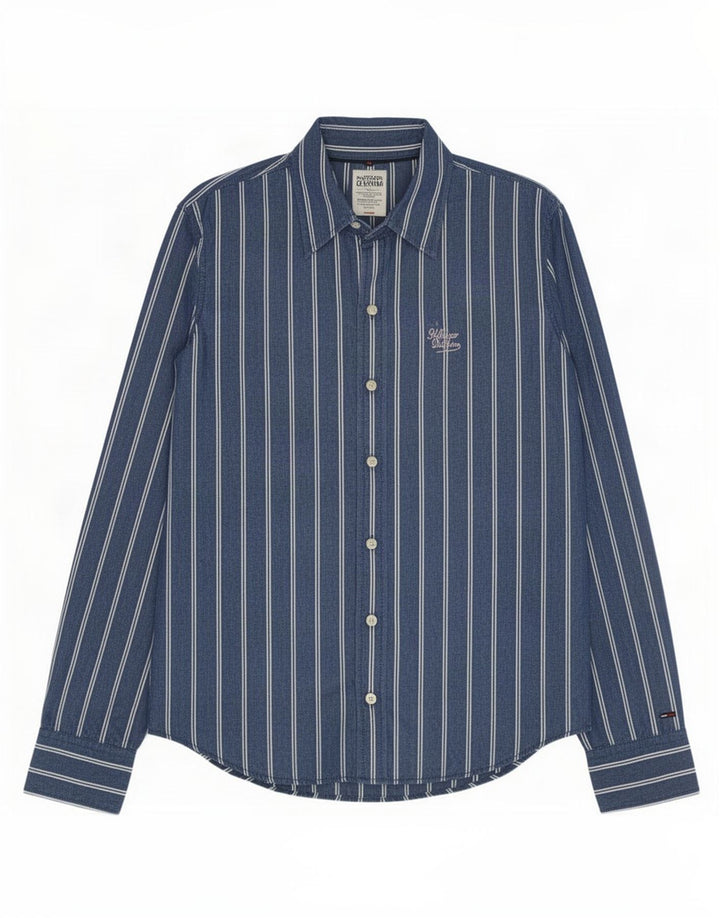 Tommy Hilfiger herreskjorte lille blå stribet bomuld