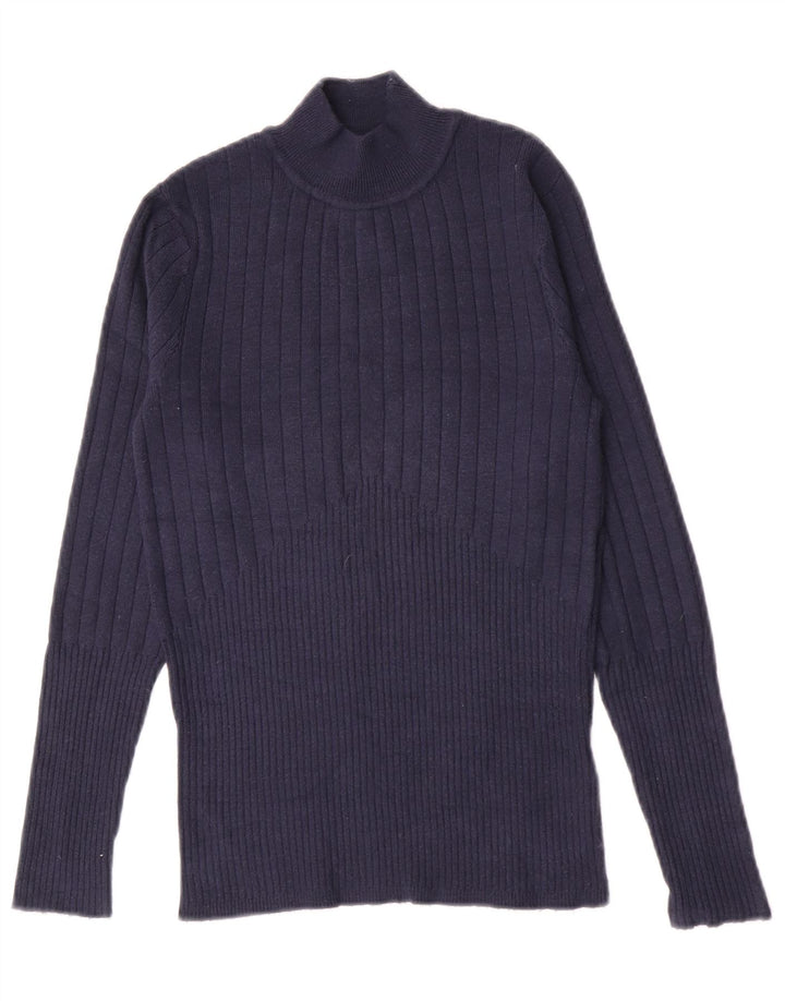 Marks & Spencer Dame Turtle Neck Jumper Sweater UK 10 Small Navy Blue