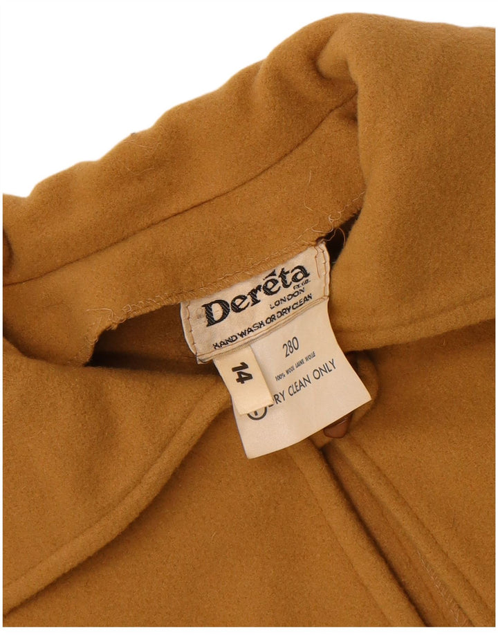 DERETA Womens Oversized Short Sleeve Poncho Coat UK 14 Large  Beige Wool