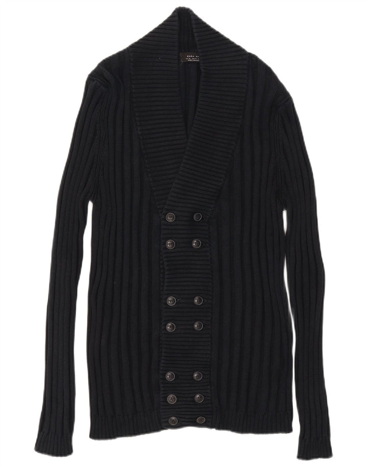 Zara herre cardigan sweater XL marineblå bomuld