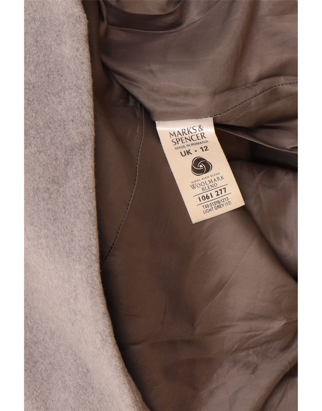 Marks & Spencer Dame Overfrakke UK 12 Medium Grey New Wool