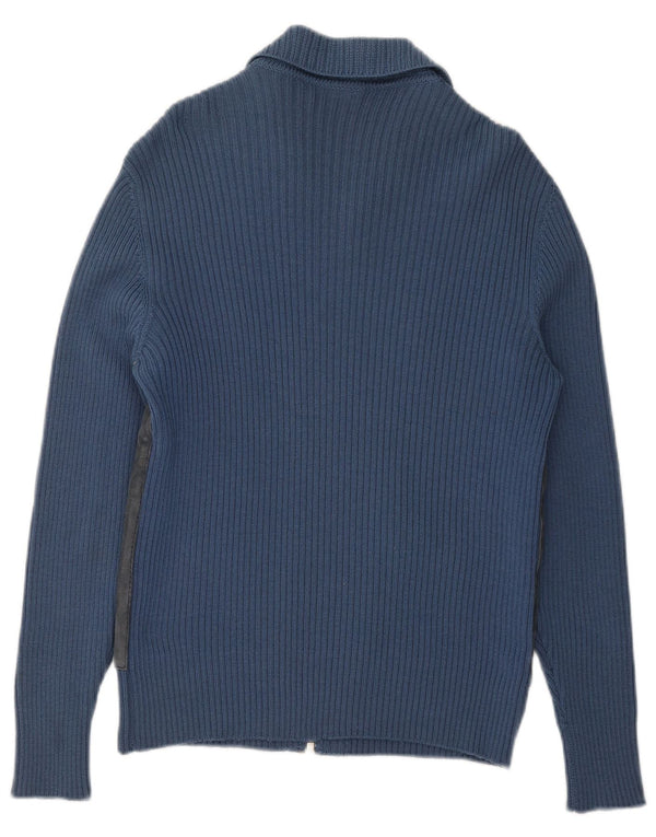 Vintage Herre Ruskind Cardigan Sweater Small Blue Colourblock Uld