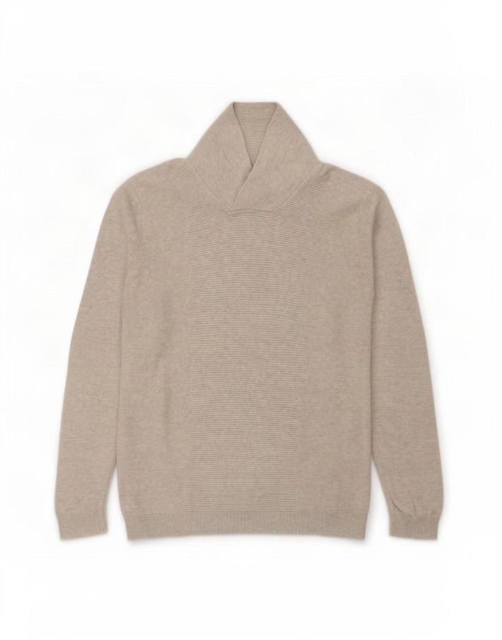 Jules Herre Shawl Neck Jumper Sweater Stor Grå Bomuld
