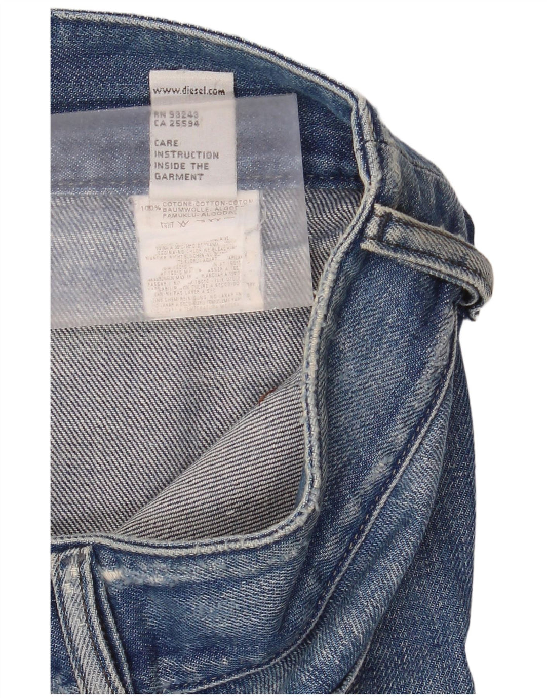 Diesel Dame Distressed Bootcut Jeans W26 L32 Blå Bomuld