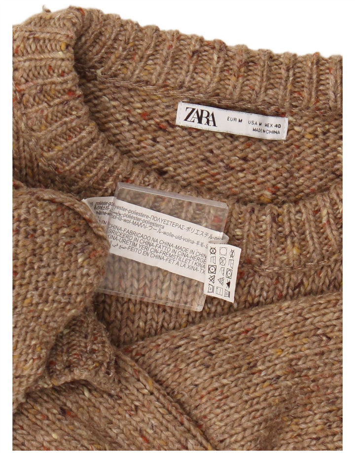 Zara Dametrøjetrøje med rund hals DK 14 Medium Brown Flecked Polyester