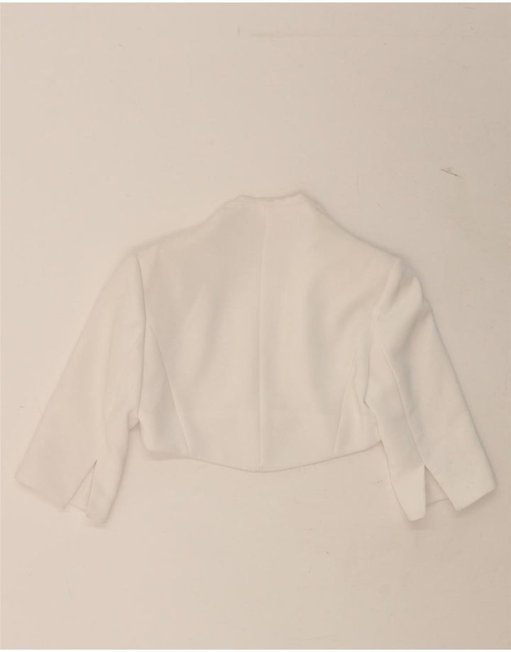 GAI MATTIOLO Womens Short Sleeve Bolero Jacket IT 40 Small White Polyester Vintage Gai Mattiolo and Second-Hand Gai Mattiolo from Messina Hembry 