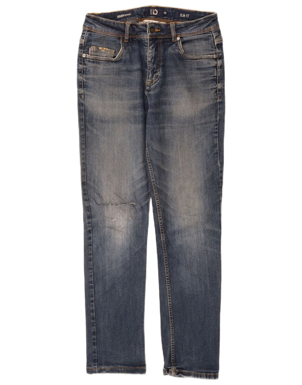 Dacks Dame Distressed Slim Jeans IT 46 Large W30 L29 Blå Bomuld